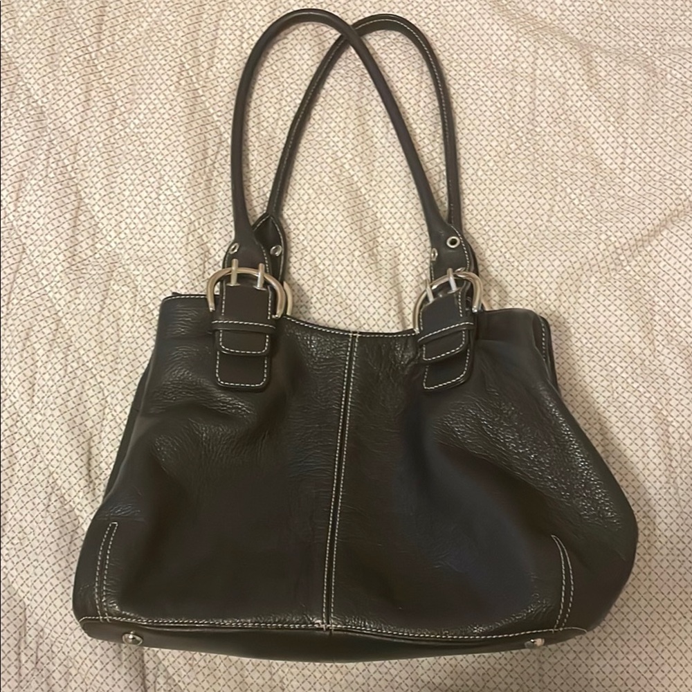 COPY - Tignanello Black Leather Shoulder Bag with Double Handles